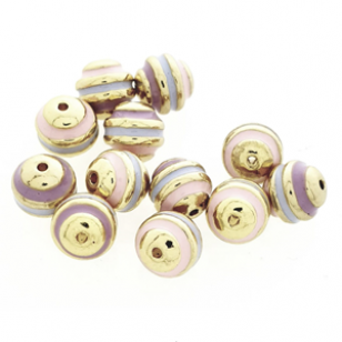 Kraal Emaille Goud Lila Roze 8mm
