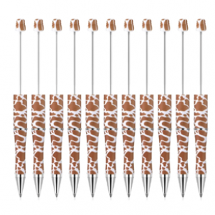 Kralenpen Koe-print Bruin-wit