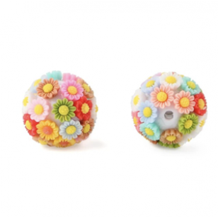 Kraal Acryl ingezet Bloemen 19mm