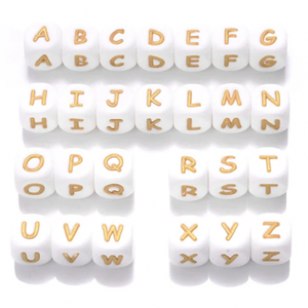 Letter Kraal Silicone Wit/Goud
