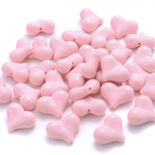 Kraal Acryl Hart Roze 19x11mm