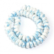 Kralen Keramiek Blauw/Wit 9x5mm