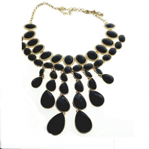 Collier Goud Zwart & Oorbellen