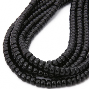 Glaskralen Rondelle 6x4mm Zwart 100x