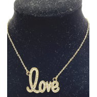 Ketting Strass Love Goud/Zilver