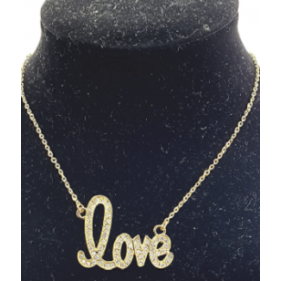 Ketting Strass Love Goud/Zilver