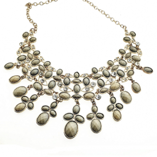 Collier Kaki bezet Crystal 