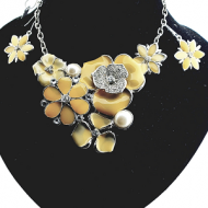 Ketting Emaille Bloemen Oker
