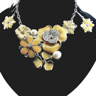 Ketting Emaille Bloemen Oker
