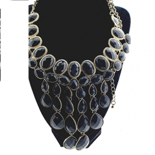 Collier Goud Zwart & Oorbellen