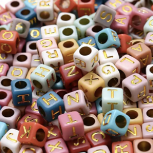 Letter Kralen Pastel 6x6mm 100x