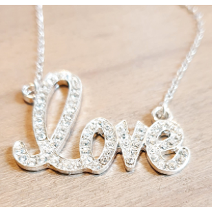 Ketting Strass Love Goud/Zilver