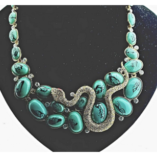 Collier & Oorbellen Slang Turkoois