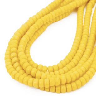 Glaskralen Rondelle 6x4mm Geel