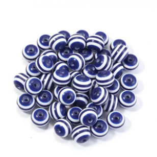 Kralen Resin Strepen 8mm Blauw