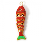 Hanger Vis Emaille 18K Rood