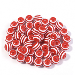 Kralen Resin Strepen 8mm Rood