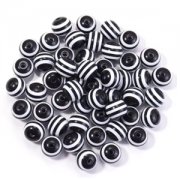 Kralen Resin Strepen 8mm Zwart