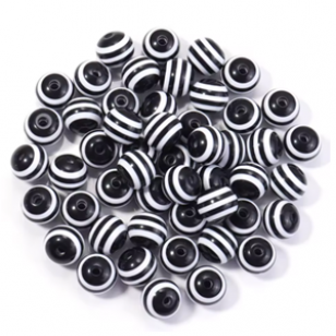 Kralen Resin Strepen 8mm Zwart