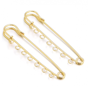 Veiligheids broche goud 7 gaten