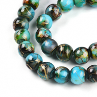 Glas Kralen 4mm Cyan Gold