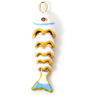 Hanger Vis Emaille 18K Wit