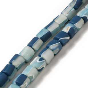 Kralen GoldFolie 6x6mm Blauwmix