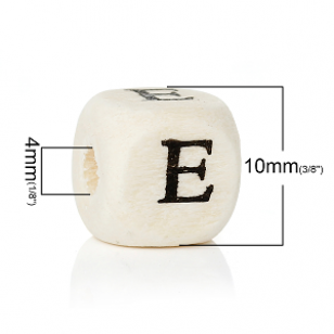 Houten Letter Kraal 10x10mm