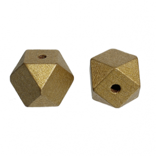 Houten Kraal Kubus 20mm Goud