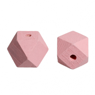 Houten Kraal Kubus 20mm Pink