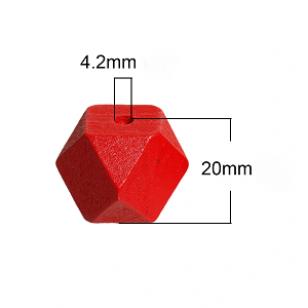 Houten Kraal Kubus 20mm Rood