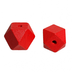 Houten Kraal Kubus 20mm Rood