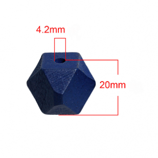 Houten Kraal Kubus 20mm Blauw