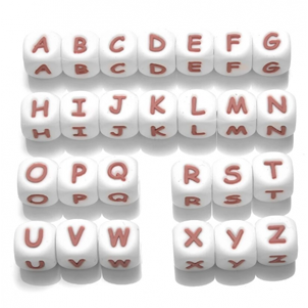 Kraal Letter Siliconen Wit/Klei