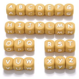 Letter Kralen 12mm Oker 26x