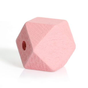 Houten Kraal Kubus 20mm Pink