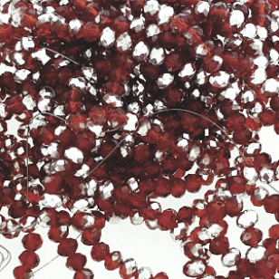 Glaskralen Facet 4x3mm Rood/Zilver