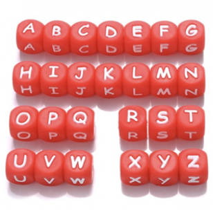 Letter Kralen Rood Silicone 26x