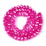 Glaskralen Facet 6x5mm Hotpink