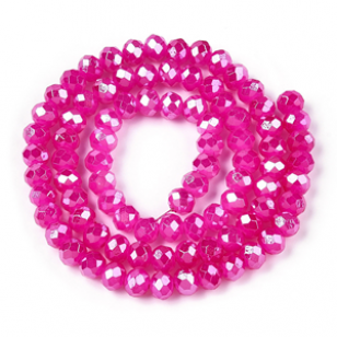 Glaskralen Facet 6x5mm Hotpink
