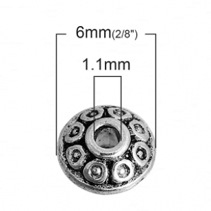 Kraal Metaal 6x4.2mm Zilver