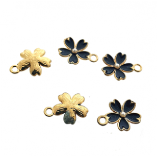 Bedel Bloem Zwart Emaille Parel