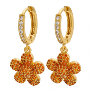 Oorbellen Zirkonia Bloem 18K