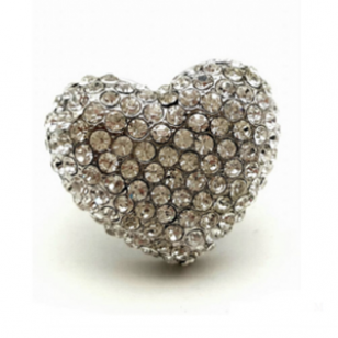 Tussenstuk Hart Strass 25x20mm