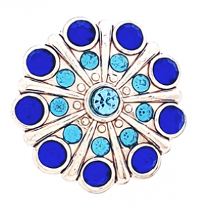 Druk Knoop Kristal Blauw 22mm