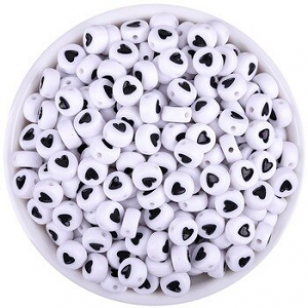 Acryl Kraal Hart zwart 7mm