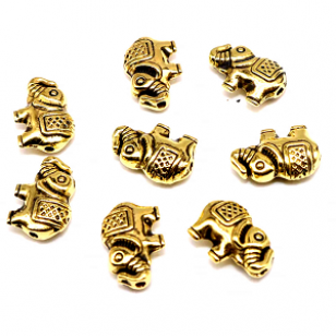Kraal Olifant Goud 9x13x3mm