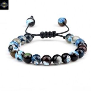Armband Agate Fire 8mm Blauw