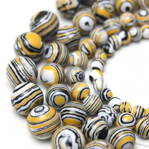 Kralen Malachiet Zwart/Oker 6mm