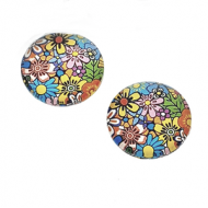Plaksteen rond 20mm Bloemen